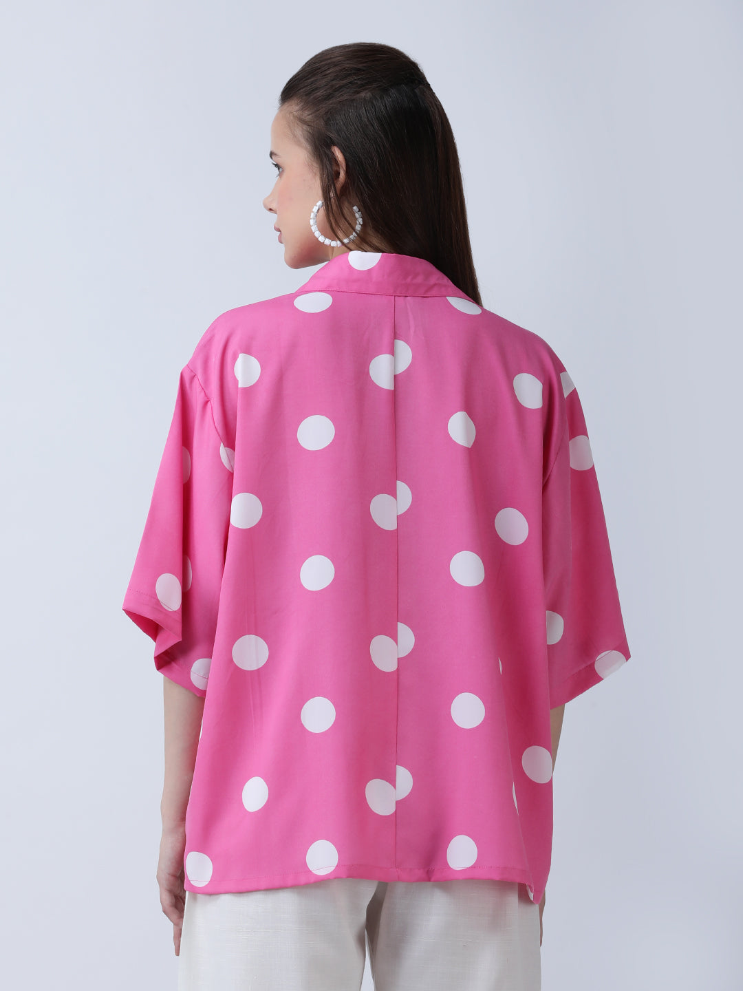 Pink polka oversized shirt
