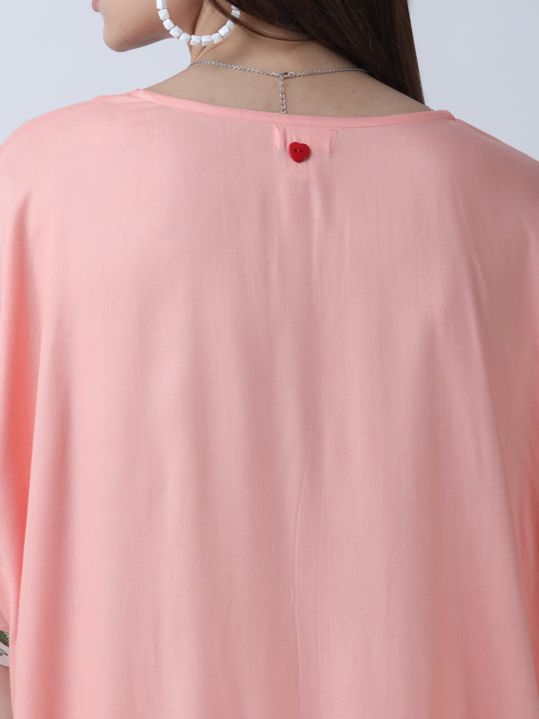 Peach loose fit dress with front slit