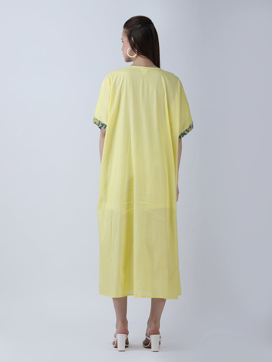 Lemon Yellow loose fit dress with front slit