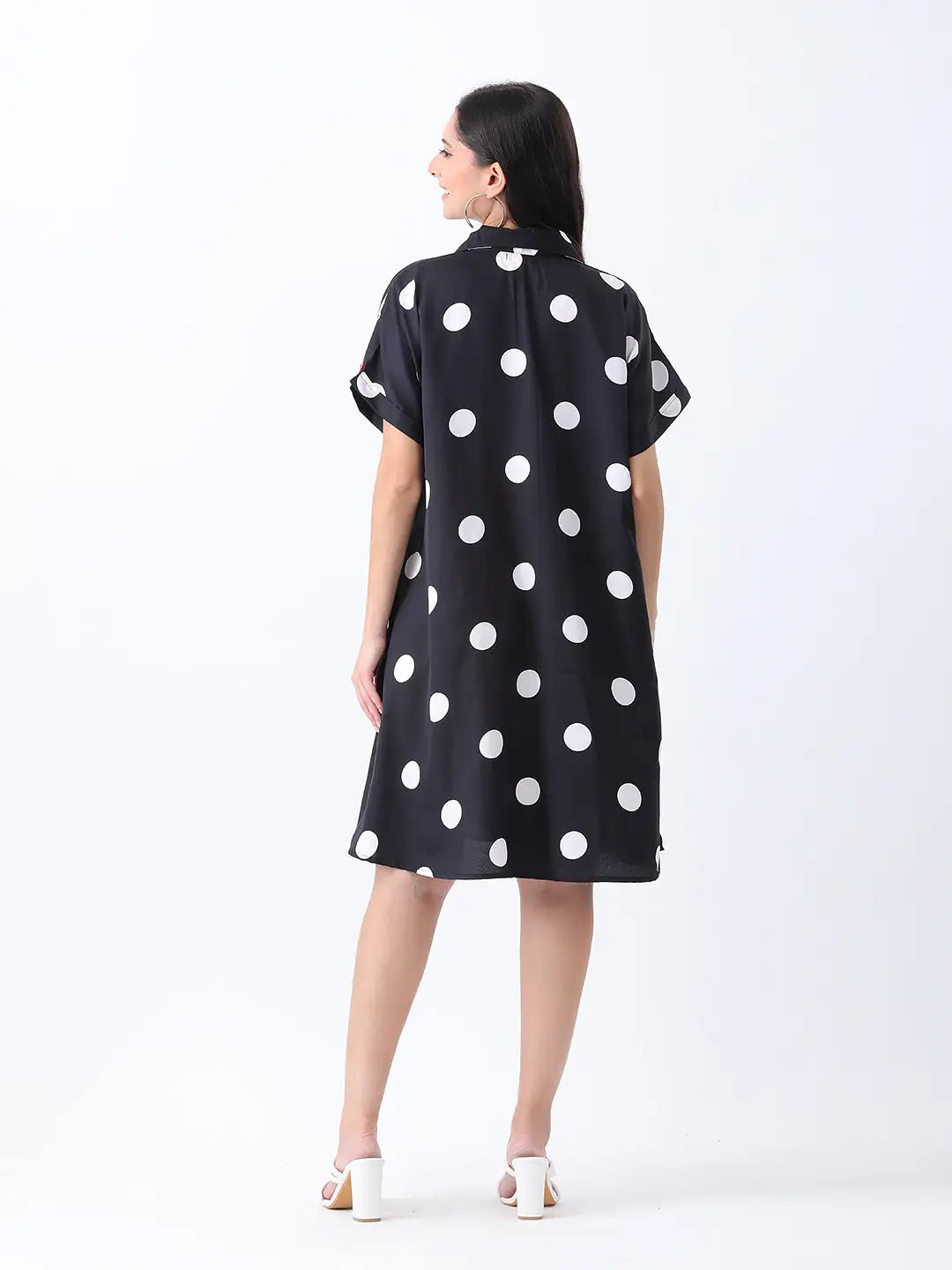 Black polka shirt dress