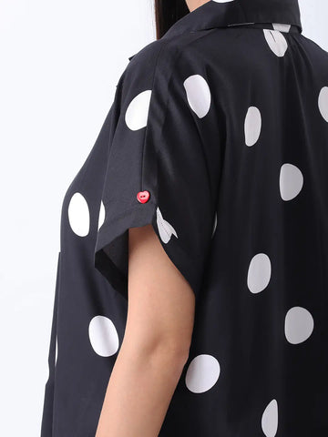 Black polka shirt dress
