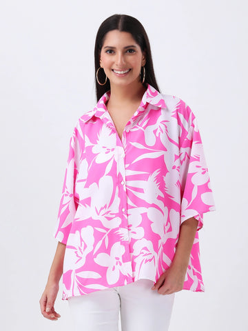 Pink floral oversized shirt