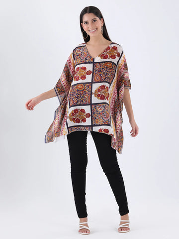Printed cotton short kaftan