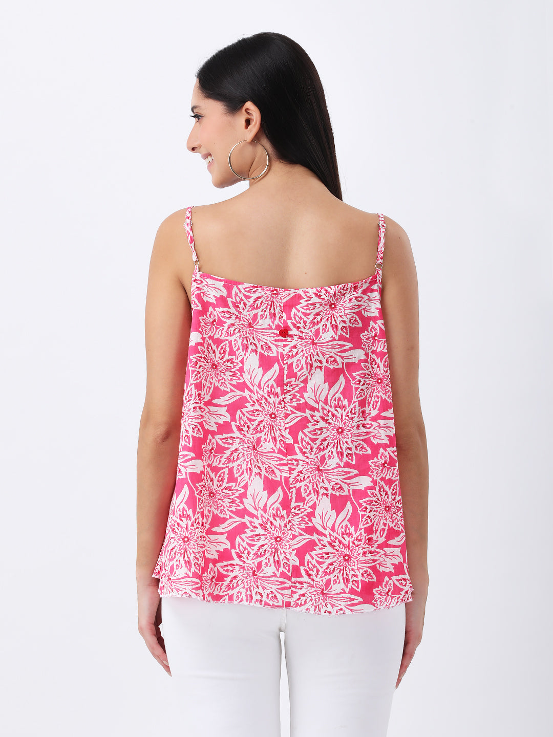 Pink floral print spaghetti top