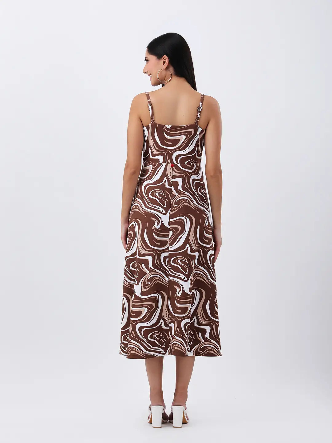 Abstract print lycra midi dress
