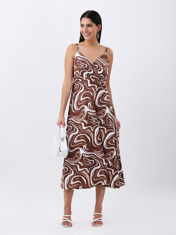 Abstract print lycra midi dress