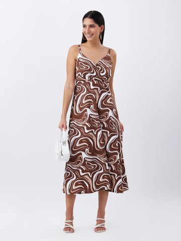 Abstract print lycra midi dress