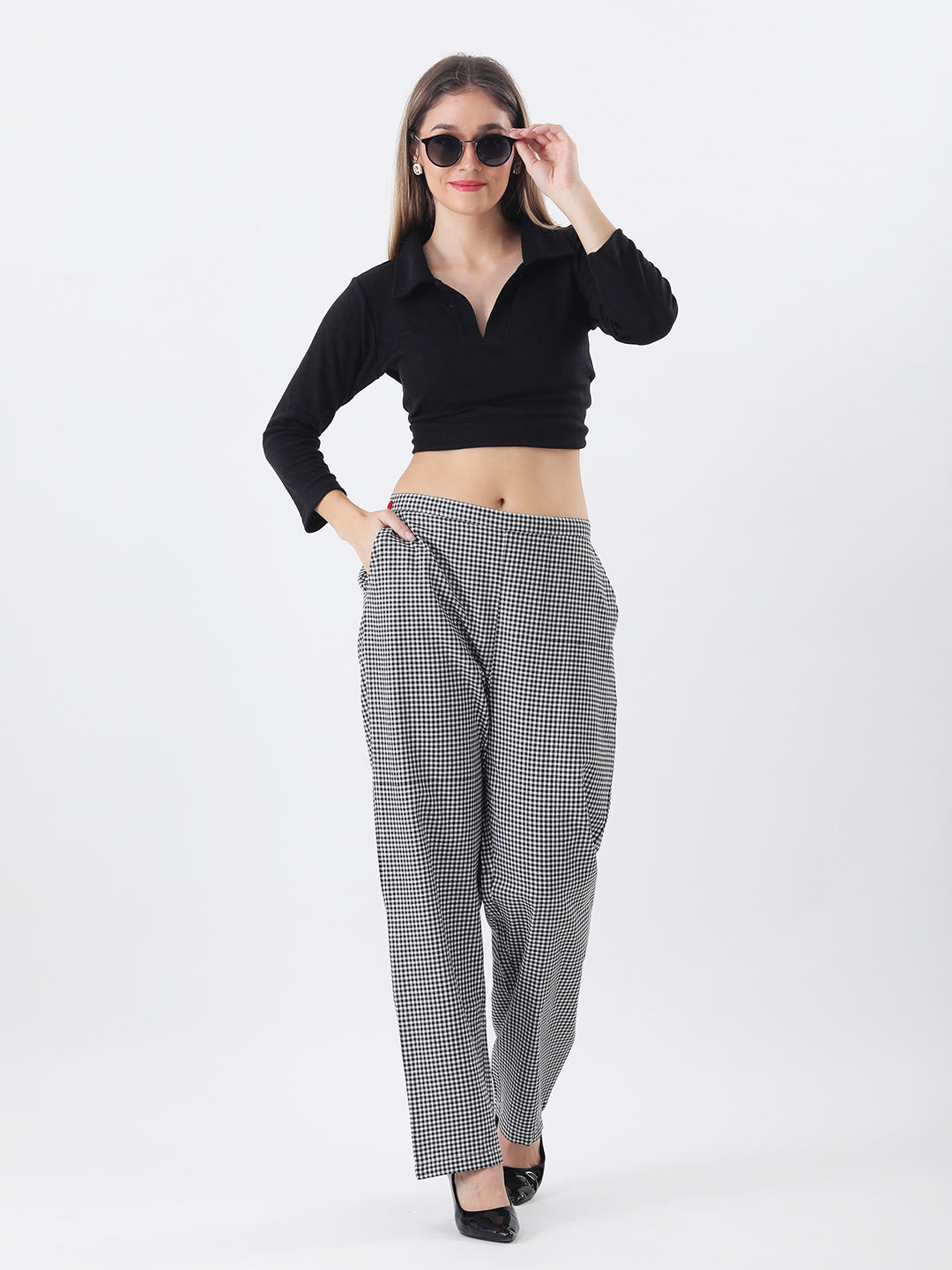 Black & white gingham pant