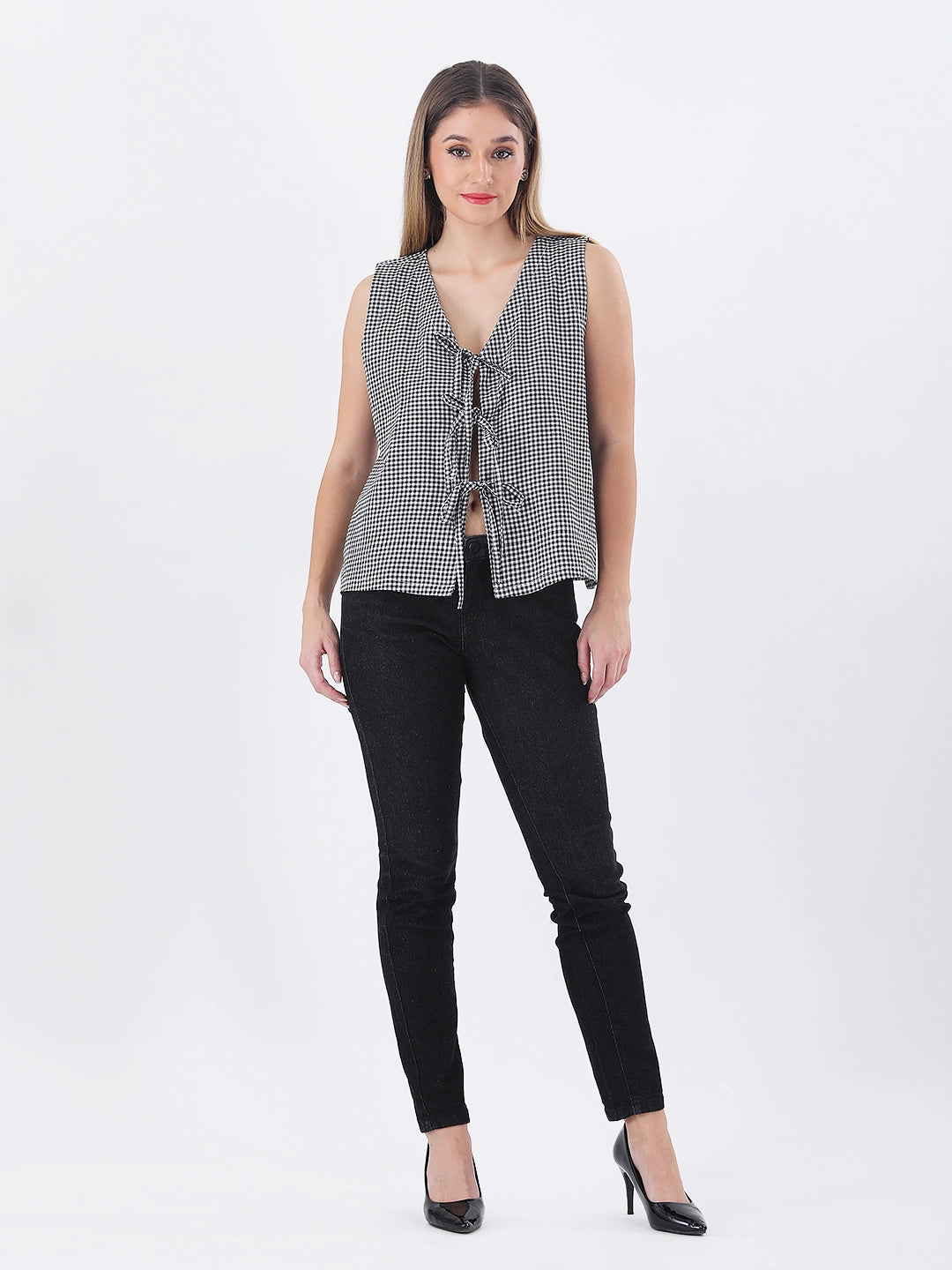 Black and white gingham vest top