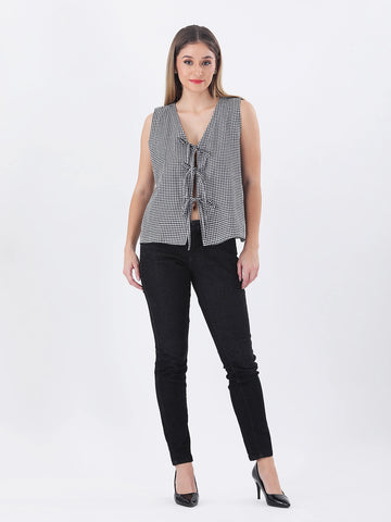 Black and white gingham vest top