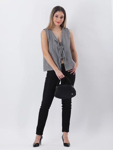 Black and white gingham vest top