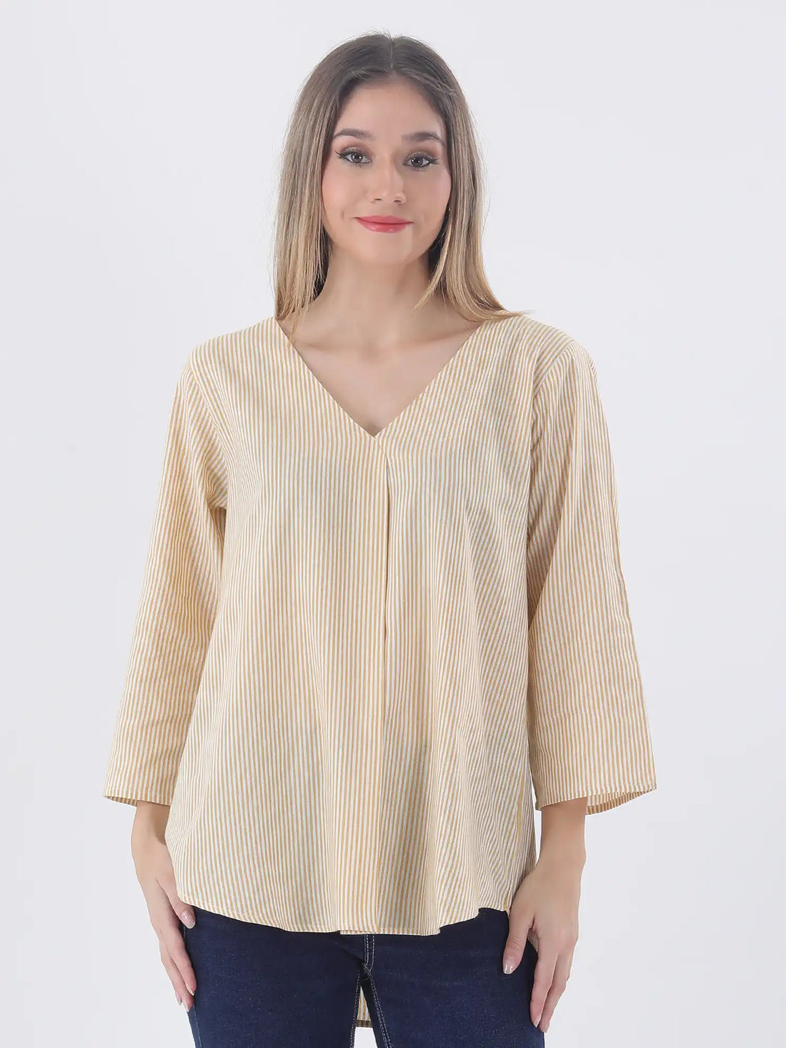 Cotton stripe A-line top