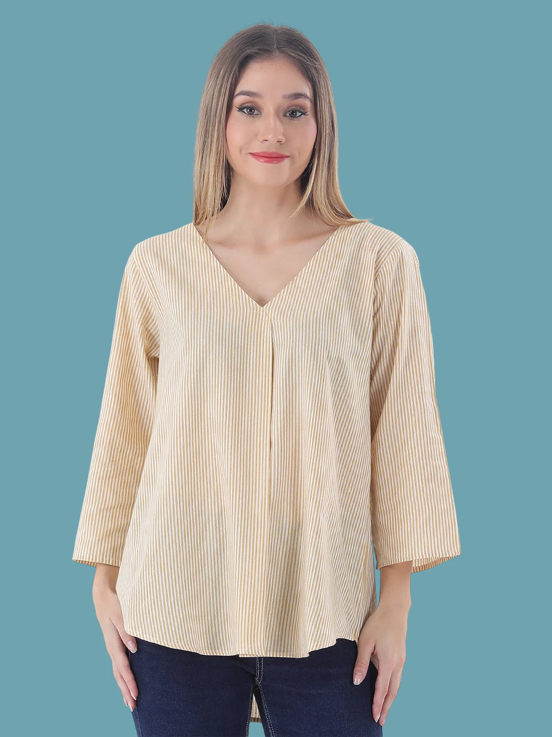 Cotton stripe A-line top