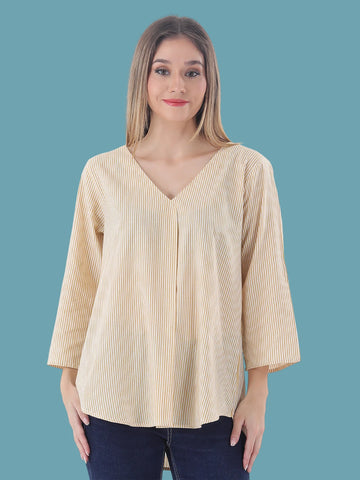 Cotton stripe A-line top