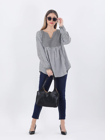 Cotton striped empire top