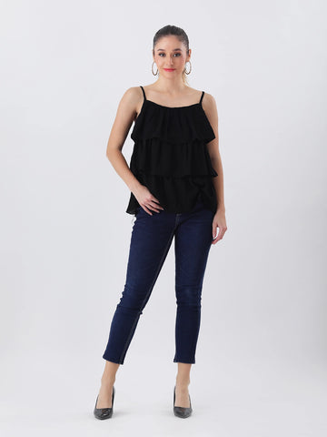 Black ruffle top