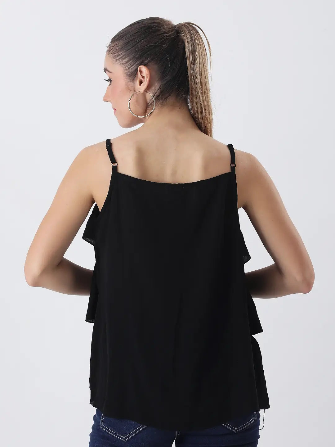 Black ruffle top