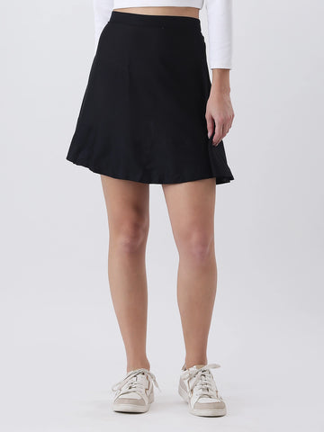 Solid rayon mini skirt
