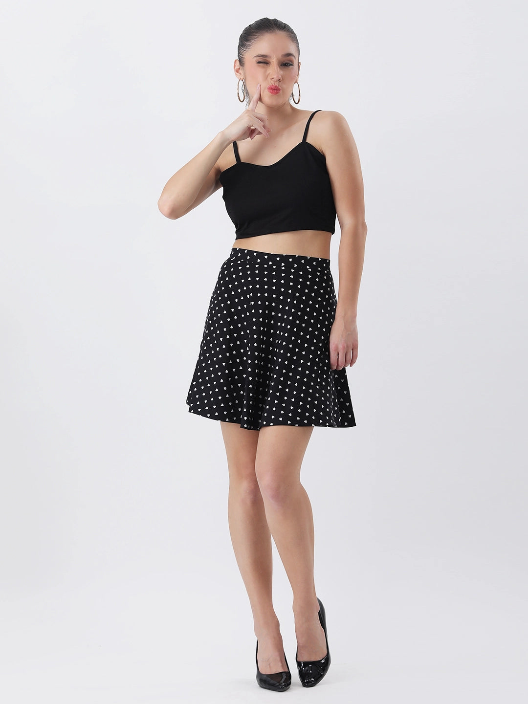 Heart print mini skirt