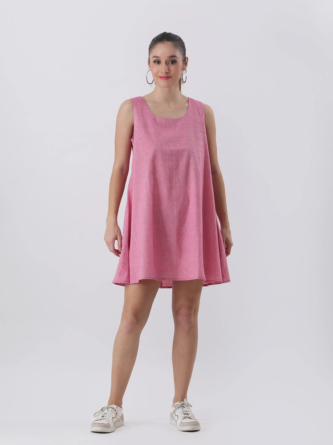 Pink linen dress