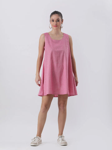 Pink linen dress