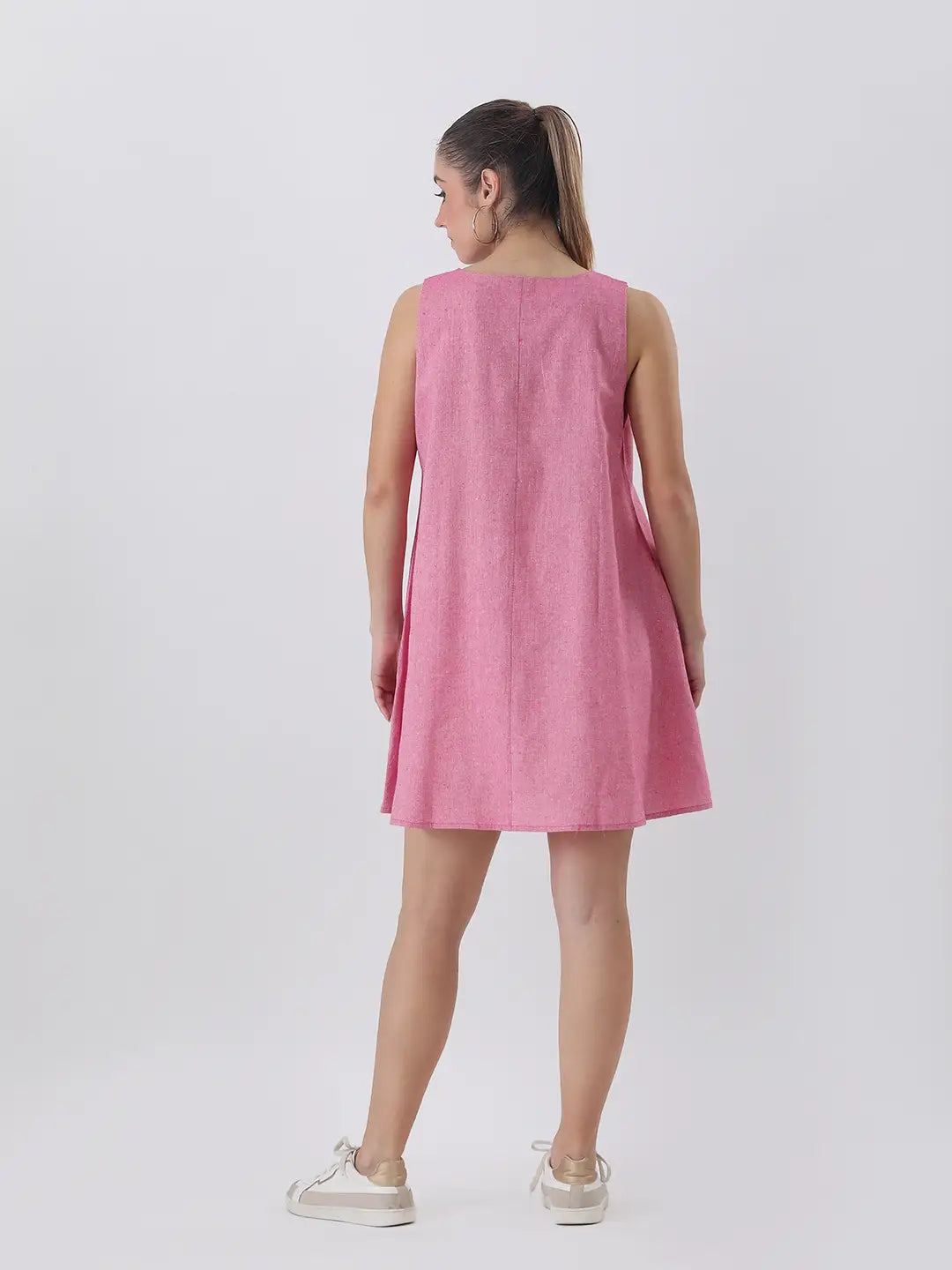 Pink linen dress