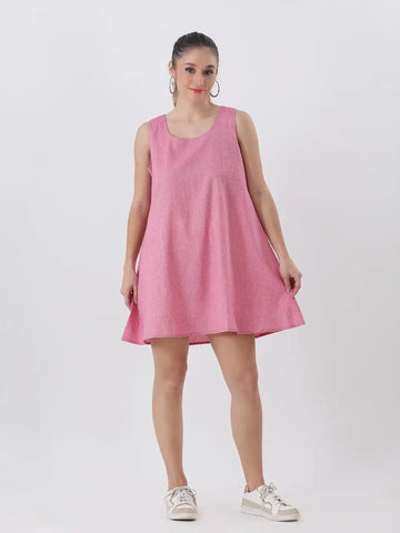 Pink linen dress
