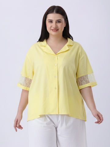 Lemon yellow notch collar shirt