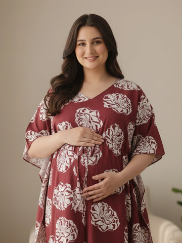 Cotton floral printed long kaftan