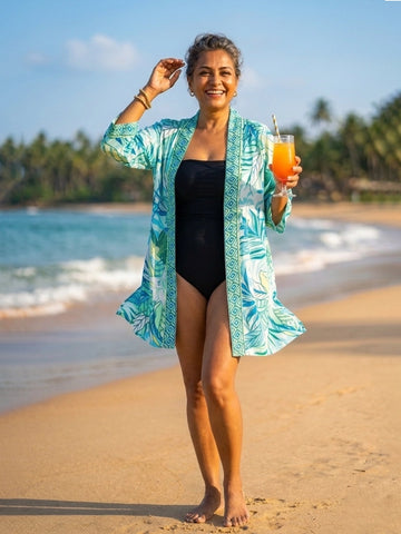 Multi color floral print shrug