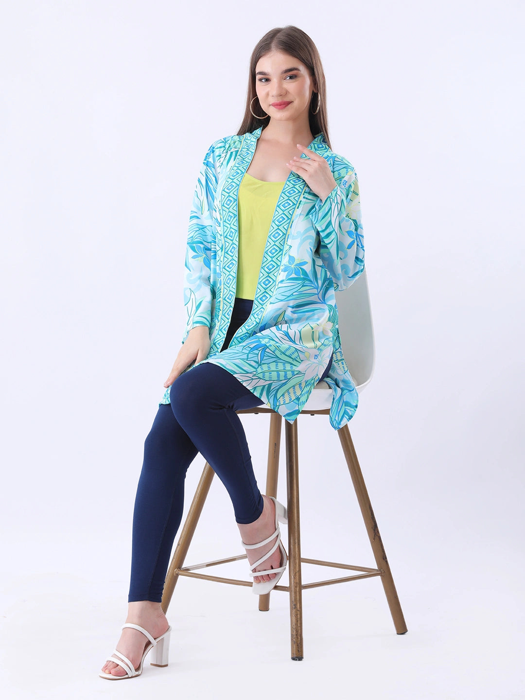 Multi color floral print shrug