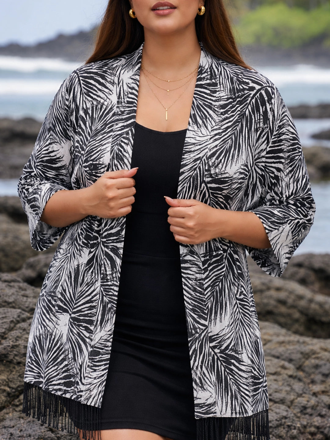 Tropical print shrug