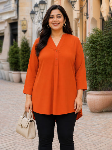 orange crepe top for women in sizes XXS to 5XL