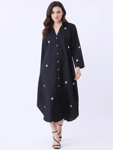 Black printed shirt dress