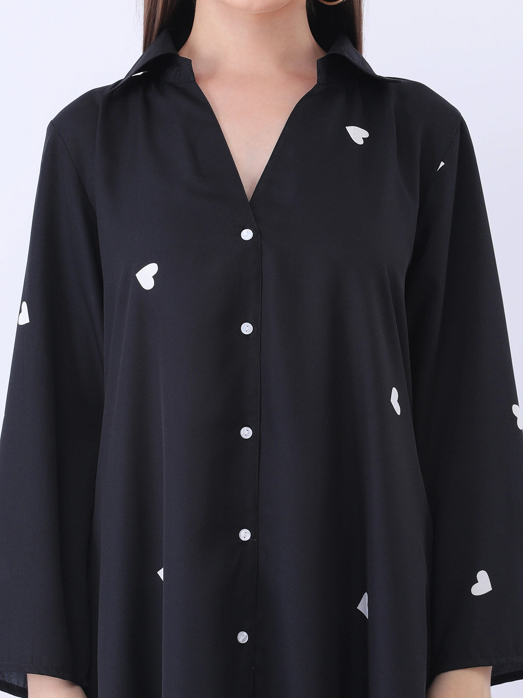 Black printed shirt dress