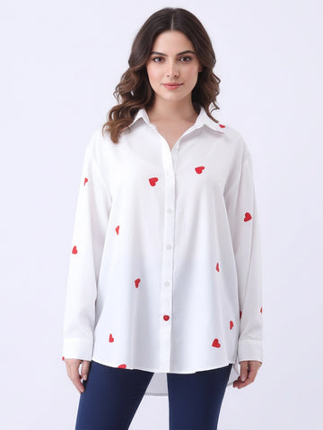 Printed white shirt with cuff