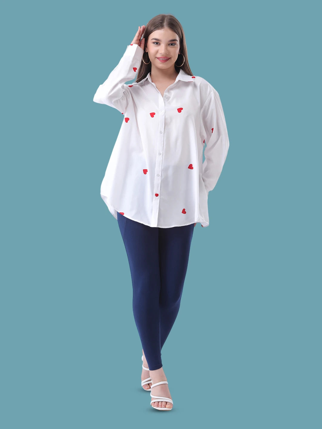 Printed white shirt with cuff