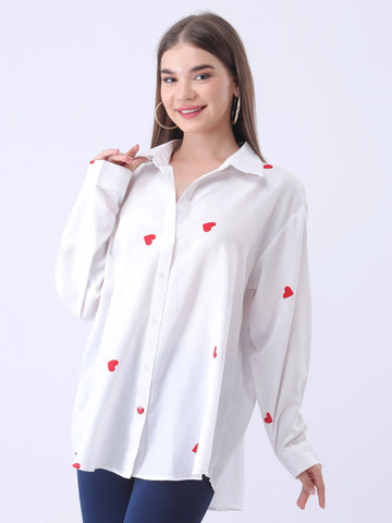 Printed white shirt with cuff