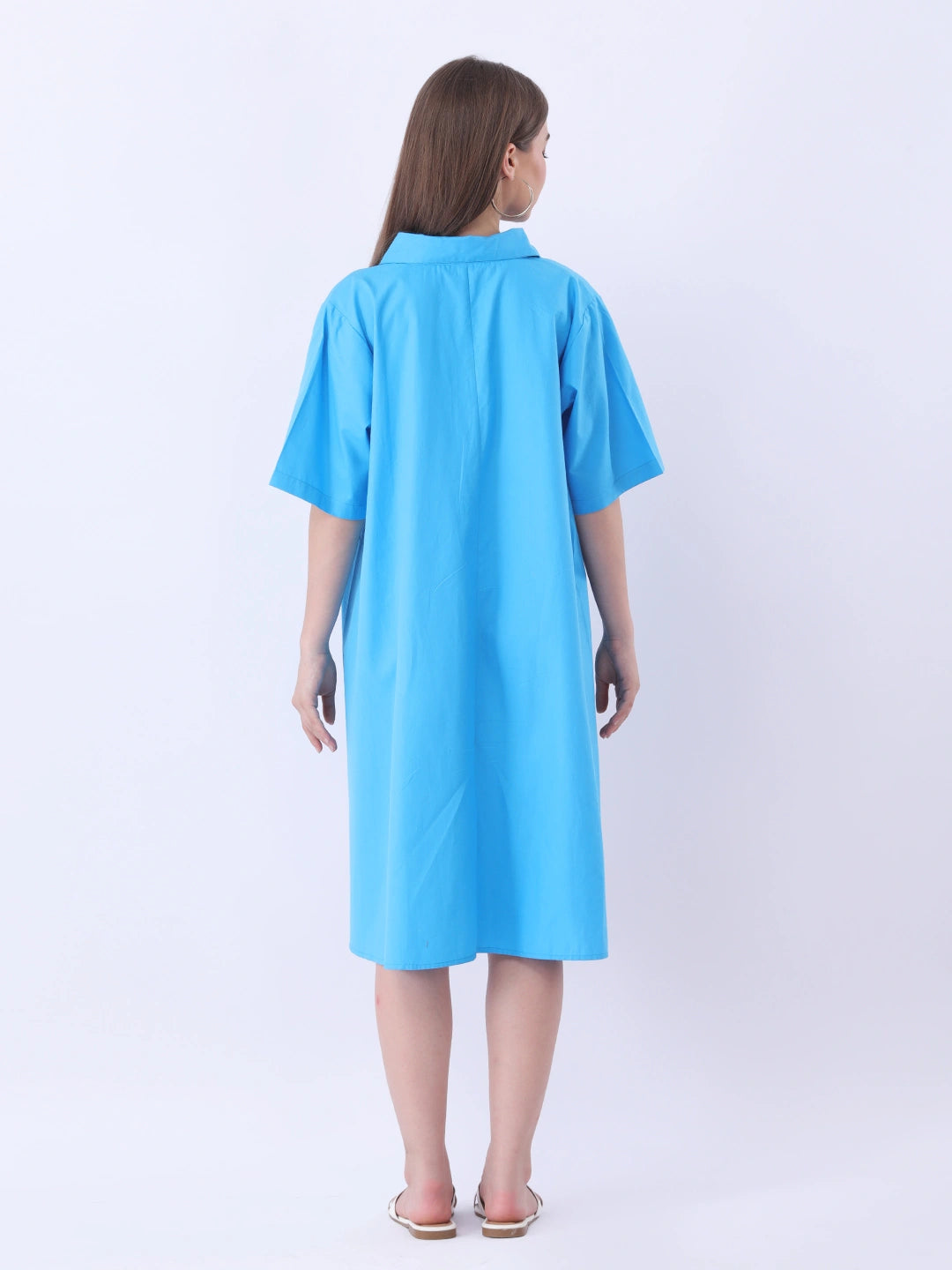 Poplin dress with contrast placket