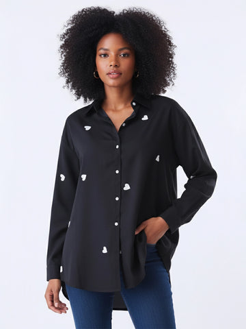 Printed black shirt with cuff