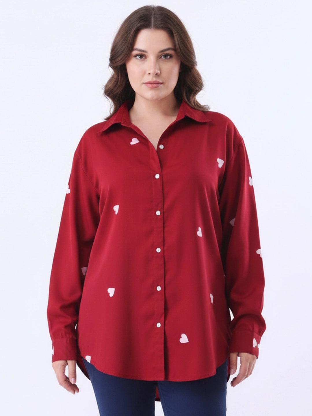 Printed maroon shirt with cuff