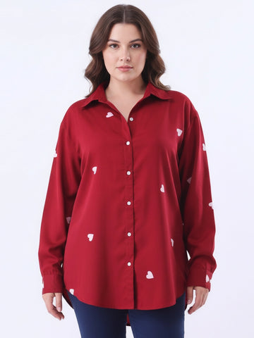 Printed maroon shirt with cuff