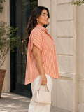 orange stripe linen shirt — back view