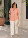 orange stripe linen shirt — styled look