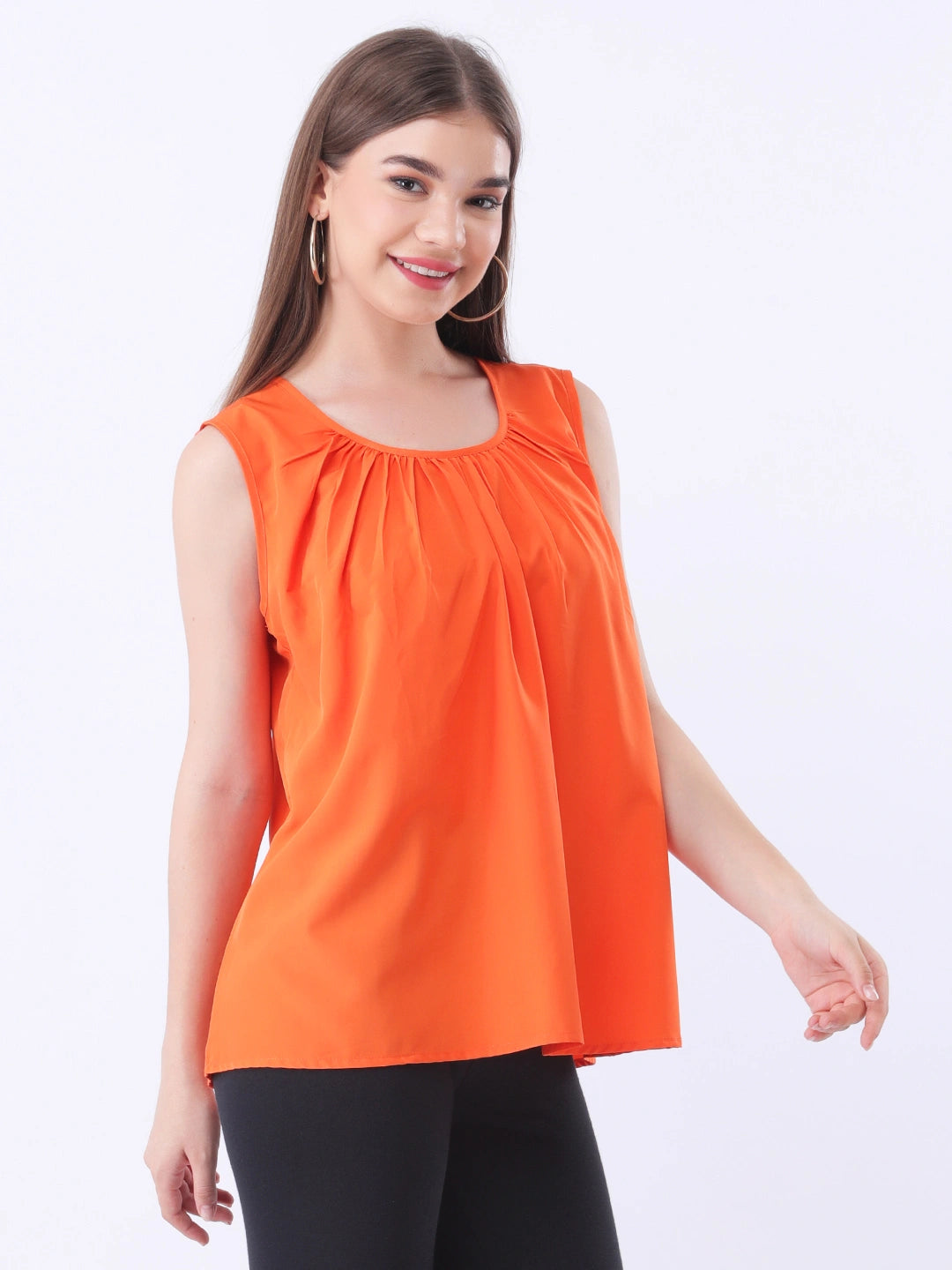 Solid orange sleeveless top