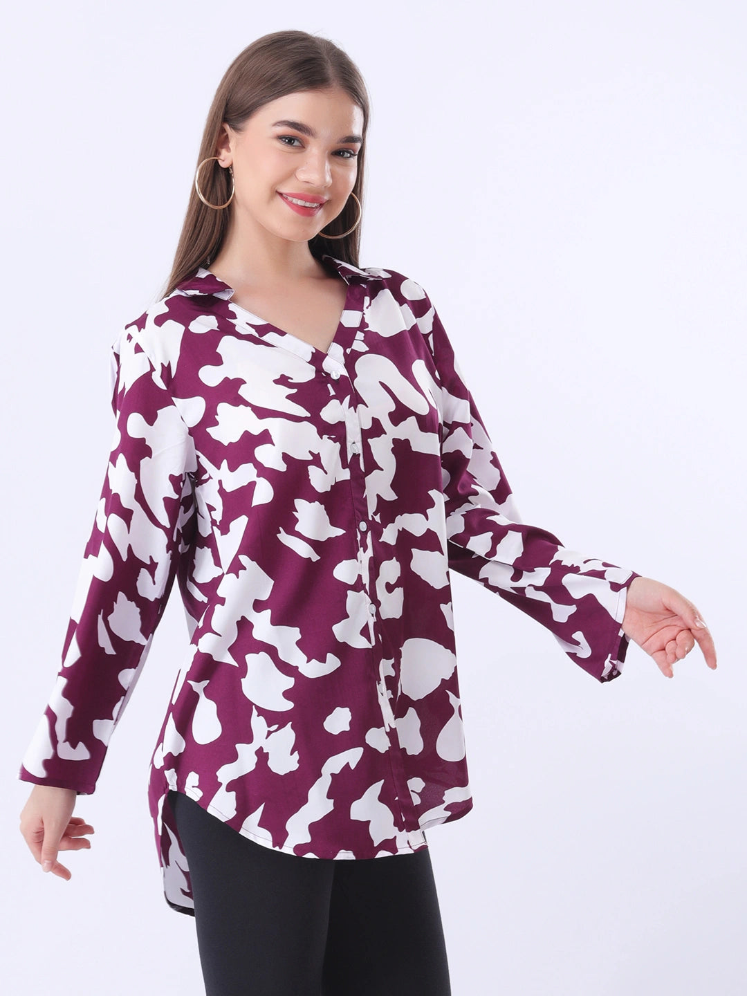 Printed V-neck shirt