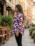 purple abstract crepe shirt — back view