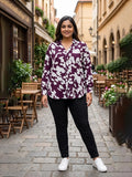 purple abstract crepe shirt — styled look