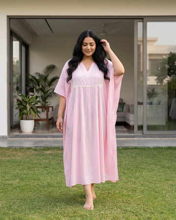 Solid rayon yoke kaftaan