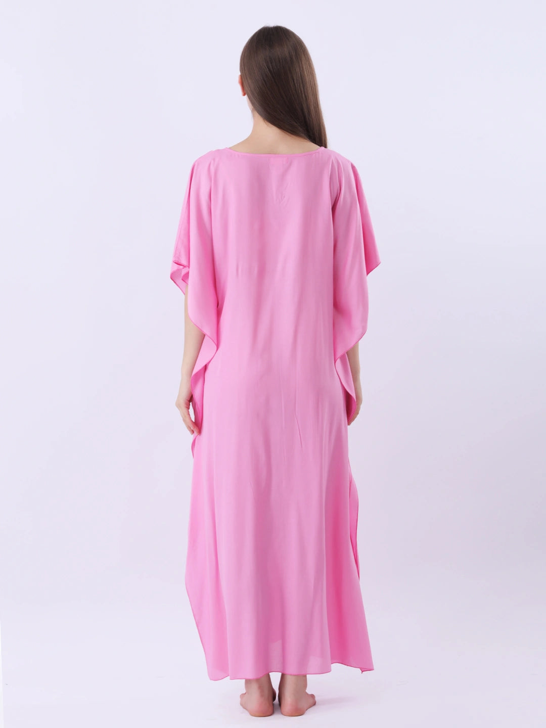 Solid rayon yoke kaftaan